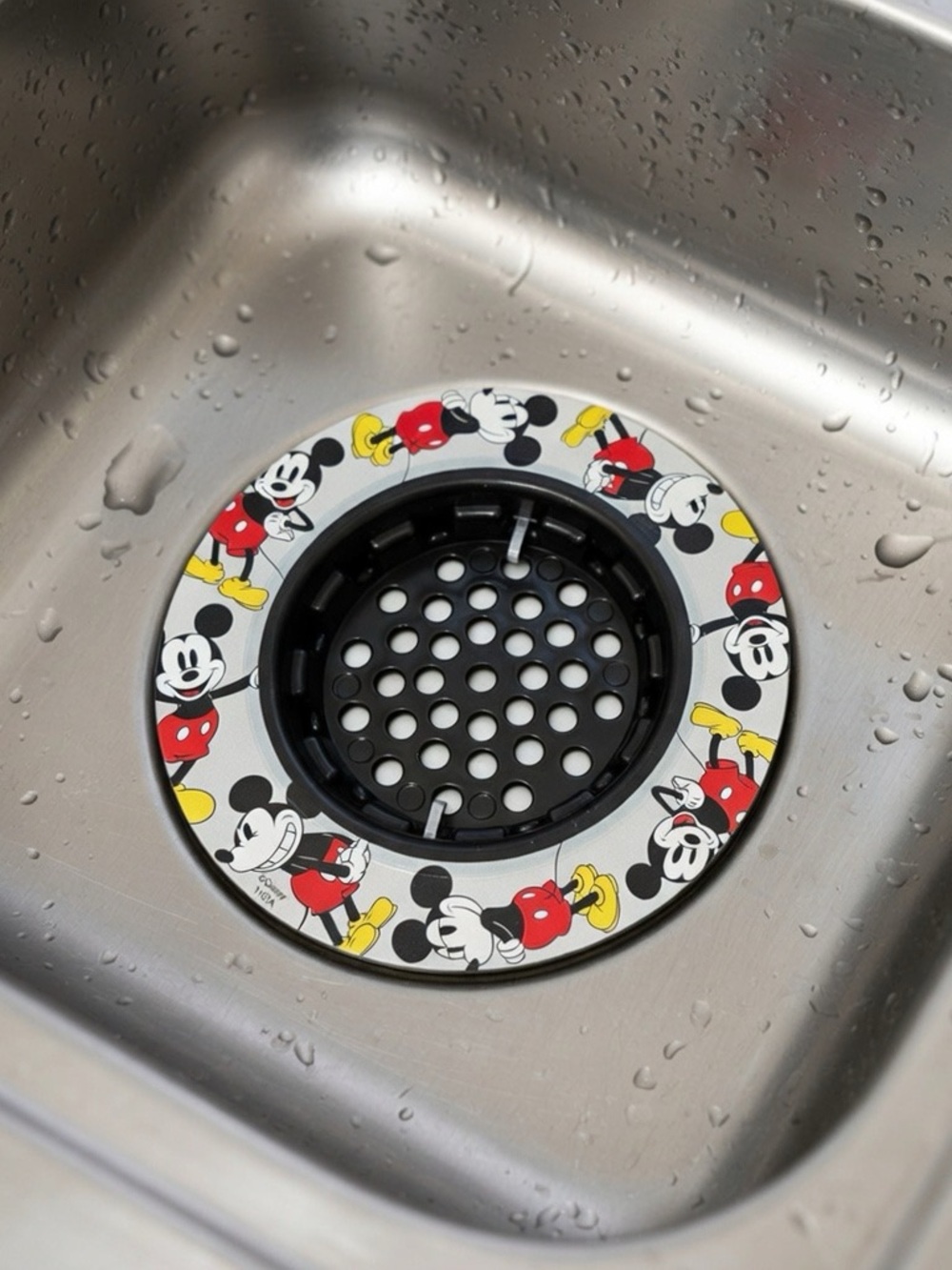 Disney Mickey Mouse Stainless Sink Strainer - Black, Red, Yellow